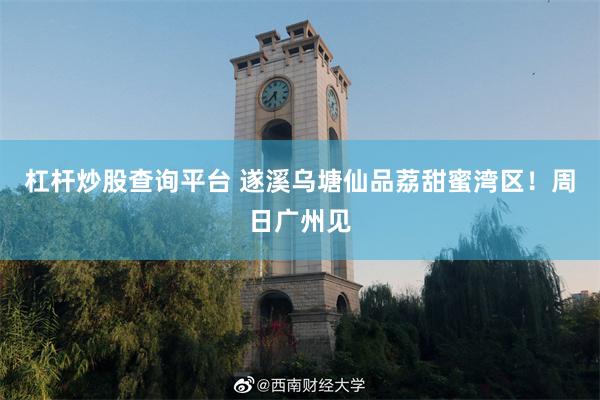 杠杆炒股查询平台 遂溪乌塘仙品荔甜蜜湾区！周日广州见