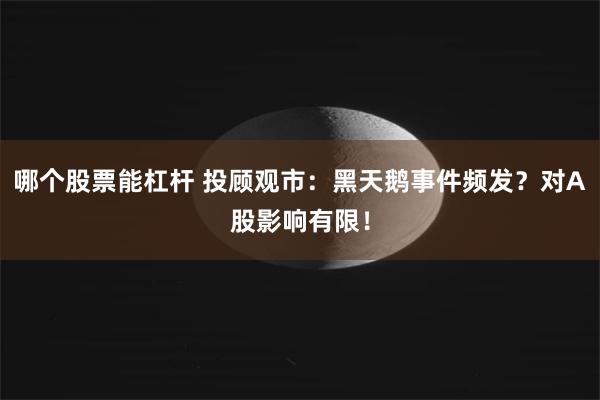 哪个股票能杠杆 投顾观市：黑天鹅事件频发？对A股影响有限！