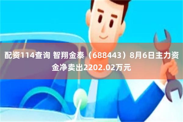 配资114查询 智翔金泰（688443）8月6日主力资金净卖出2202.02万元