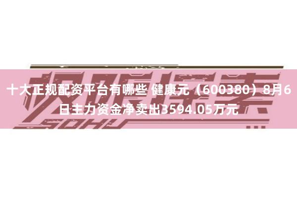 十大正规配资平台有哪些 健康元（600380）8月6日主力资金净卖出3594.05万元
