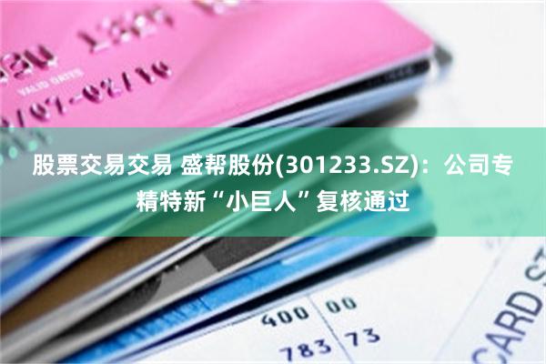 股票交易交易 盛帮股份(301233.SZ)：公司专精特新“小巨人”复核通过