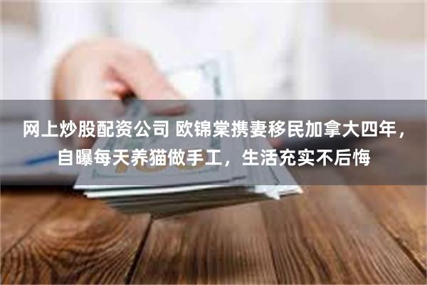 网上炒股配资公司 欧锦棠携妻移民加拿大四年,自曝每天养猫做手工,生活充实不后悔