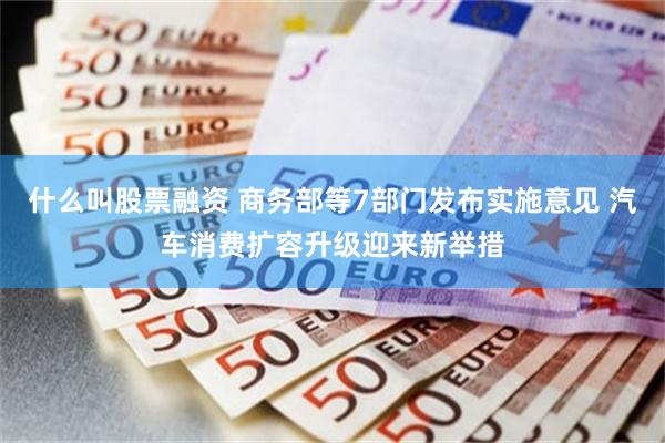什么叫股票融资 商务部等7部门发布实施意见 汽车消费扩容升级迎来新举措