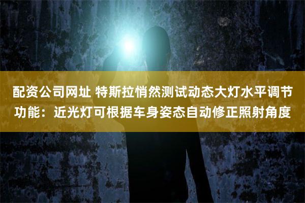 配资公司网址 特斯拉悄然测试动态大灯水平调节功能:近光灯可根据车身姿态自动修正照射角度